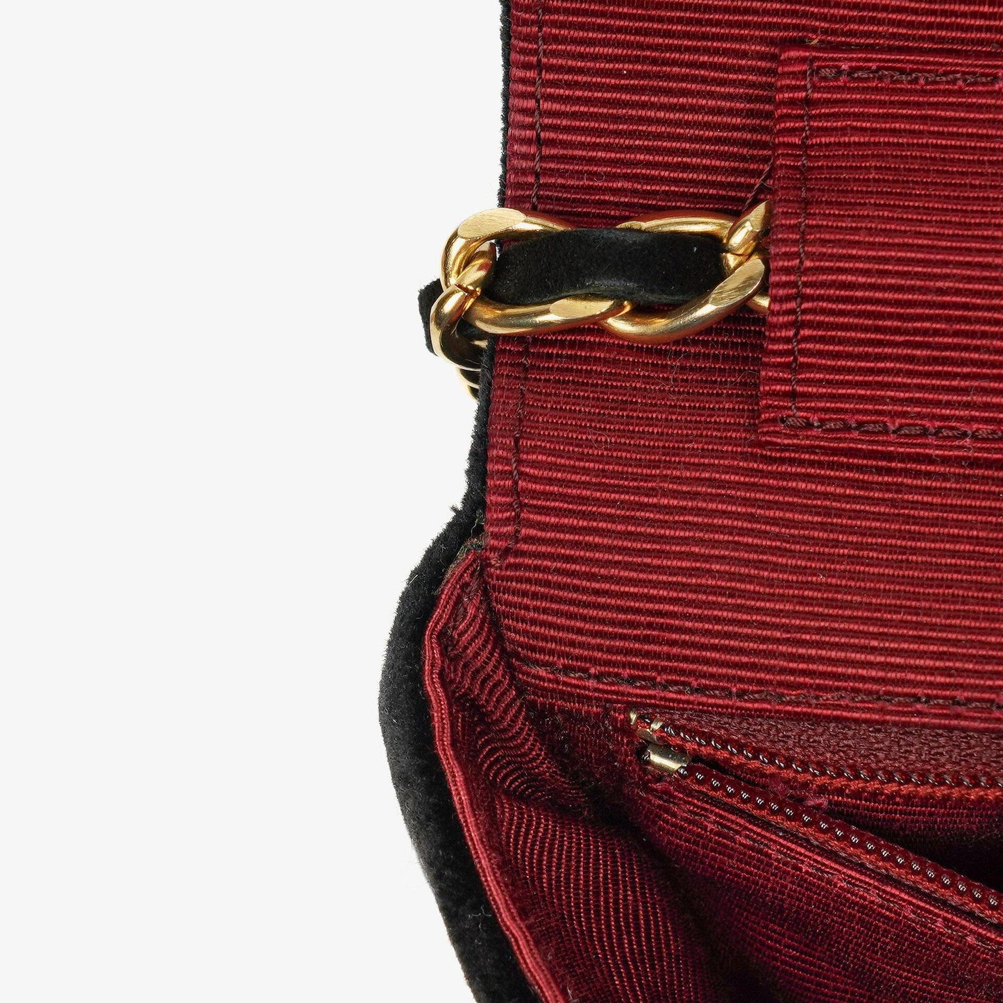 CHANEL Kleine Halbmond-Klappentasche aus schwarzem Samt