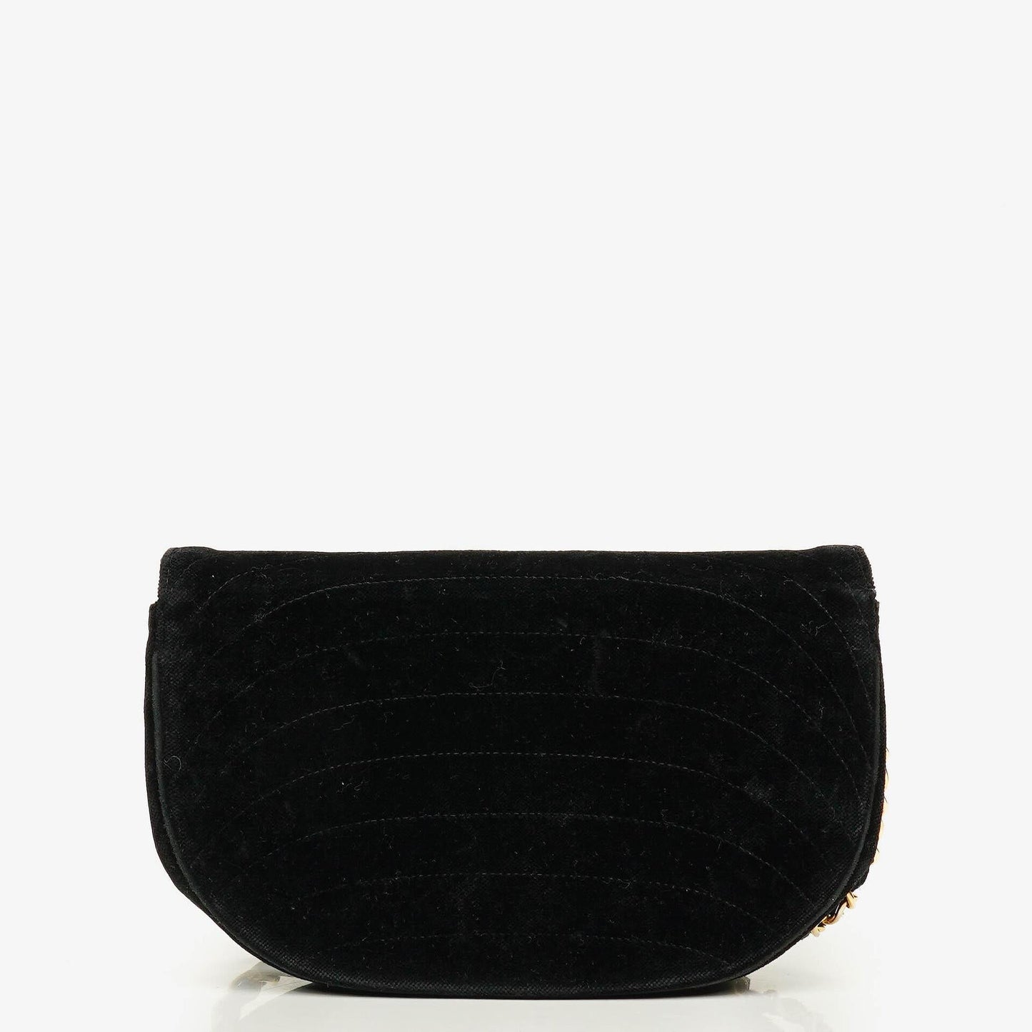 Chanel kleine Halbmond Flap Bag aus schwarzem Samt