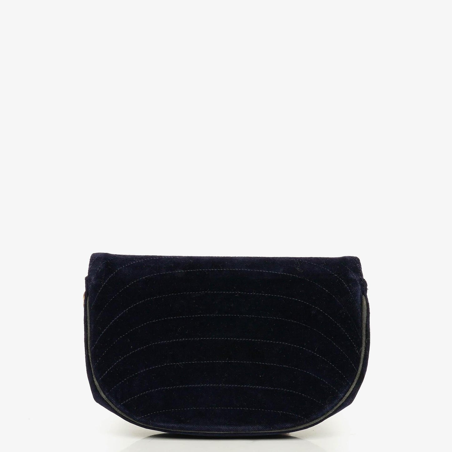 Chanel Kleine Halbmond Navy Samt Klappentasche