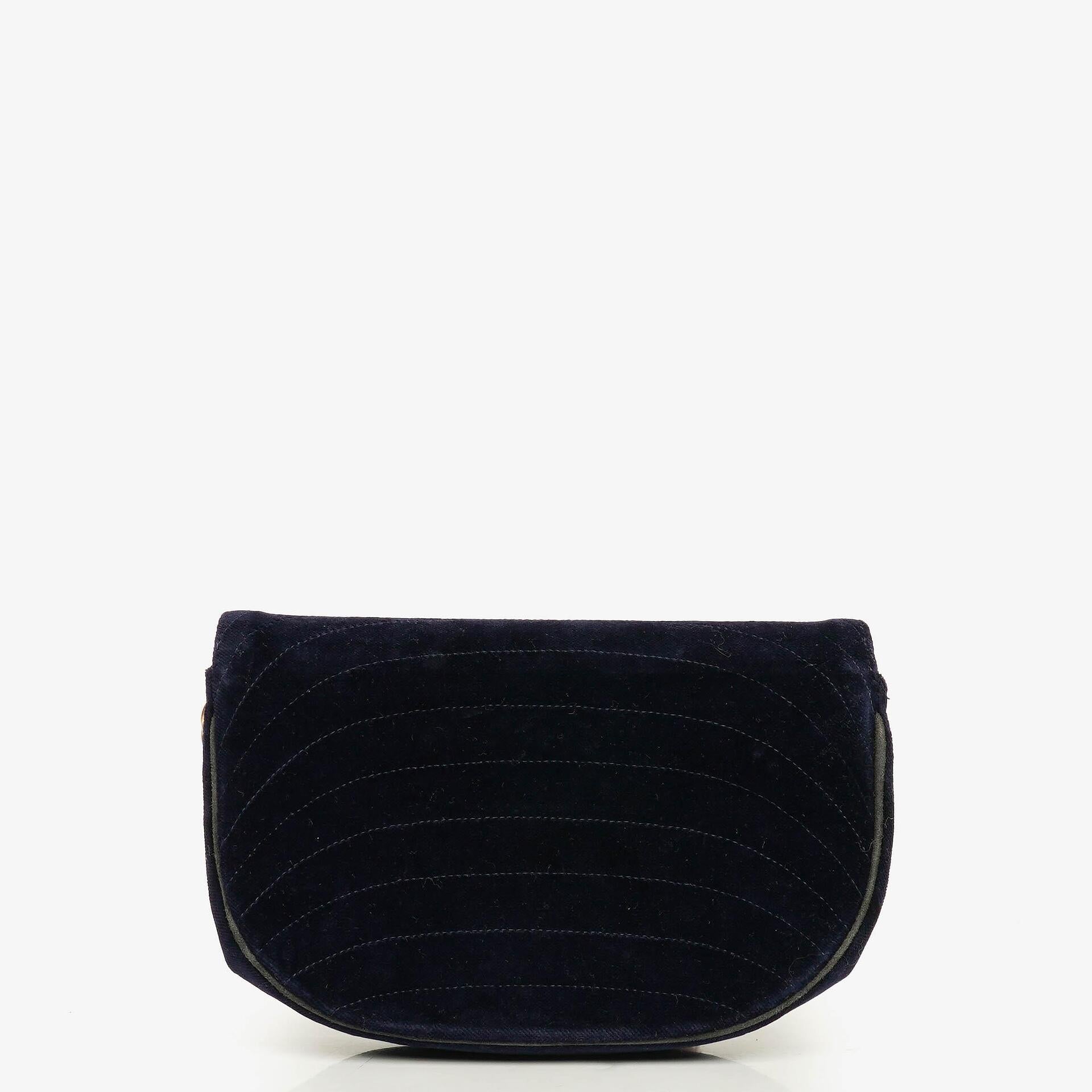Chanel Kleine Halbmond Navy Samt Klappentasche