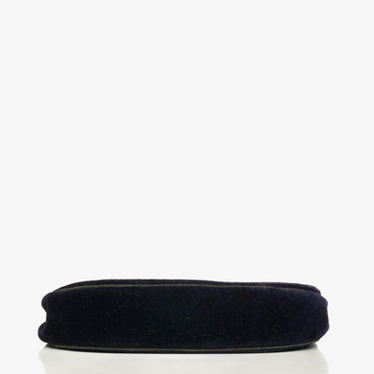 Chanel Kleine Halbmond Navy Samt Klappentasche