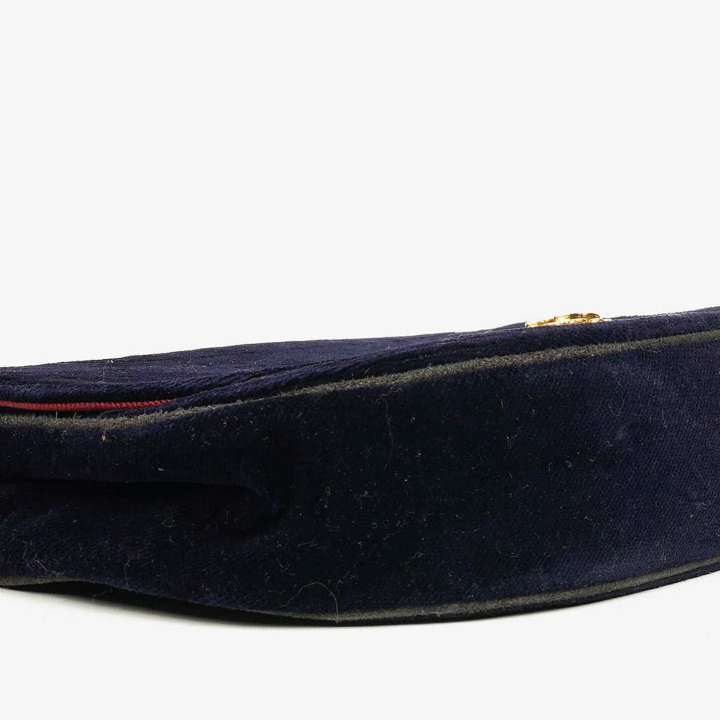 Chanel Kleine Halbmond Navy Samt Klappentasche