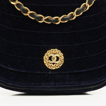 Chanel Kleine Halbmond Navy Samt Klappentasche