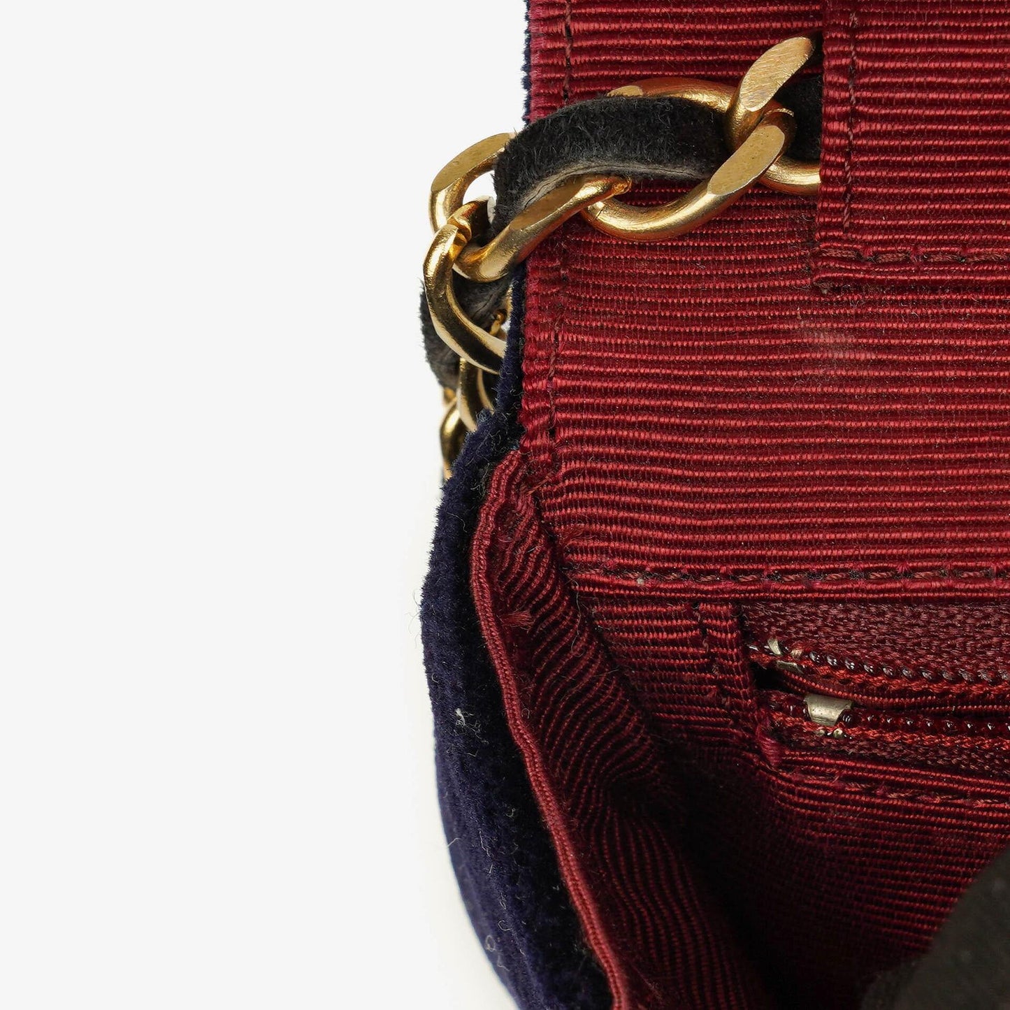 Chanel Kleine Halbmond Navy Samt Klappentasche