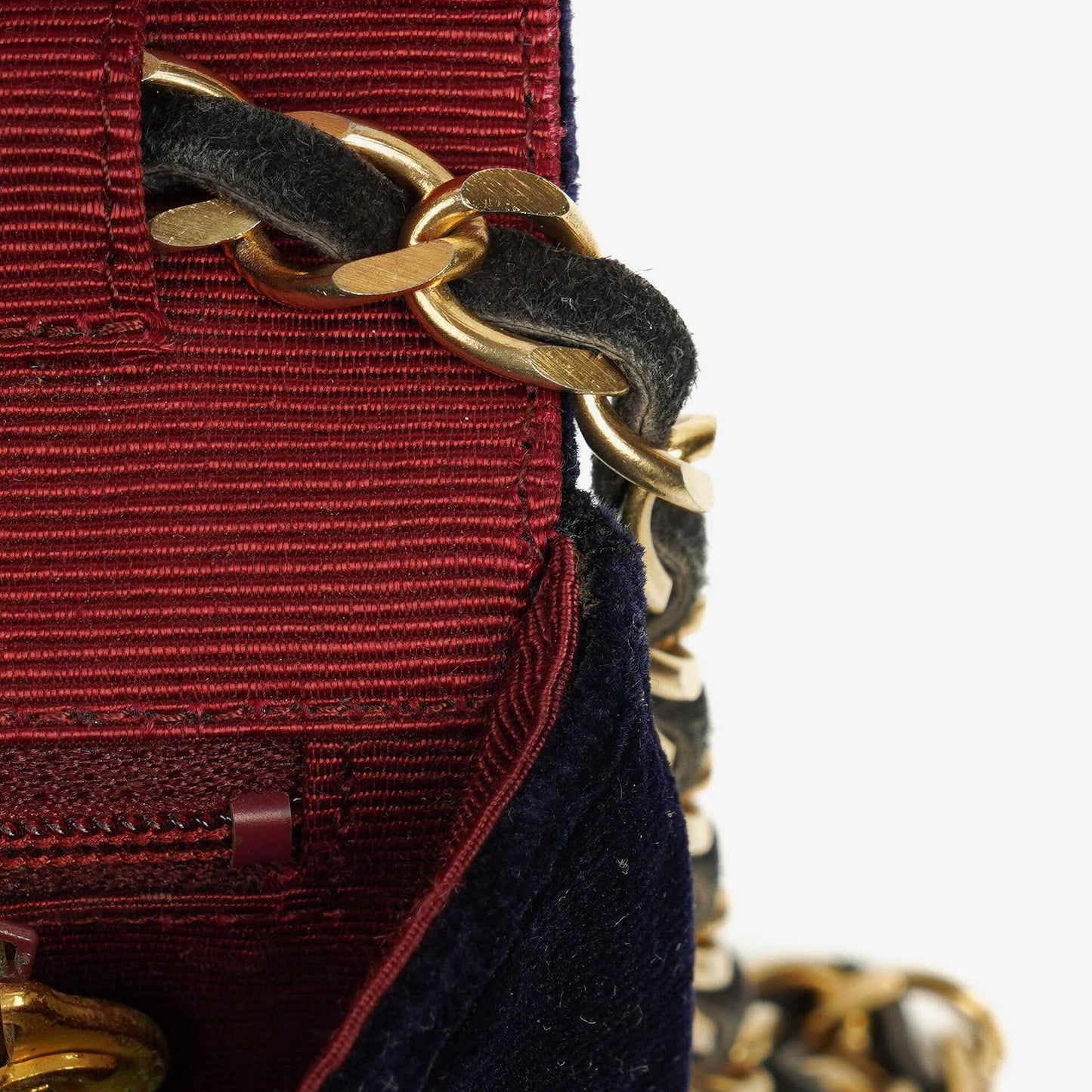 Chanel Kleine Halbmond Navy Samt Klappentasche