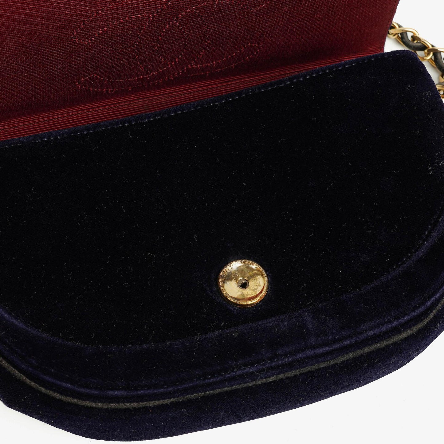 Chanel Kleine Halbmond Navy Samt Klappentasche