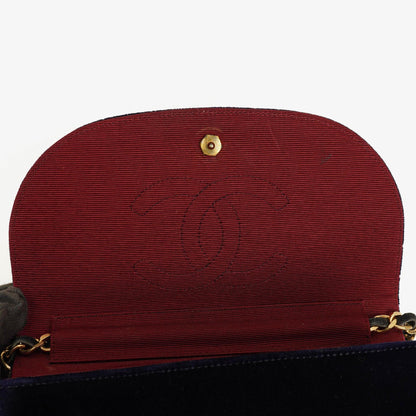 Chanel Kleine Halbmond Navy Samt Klappentasche