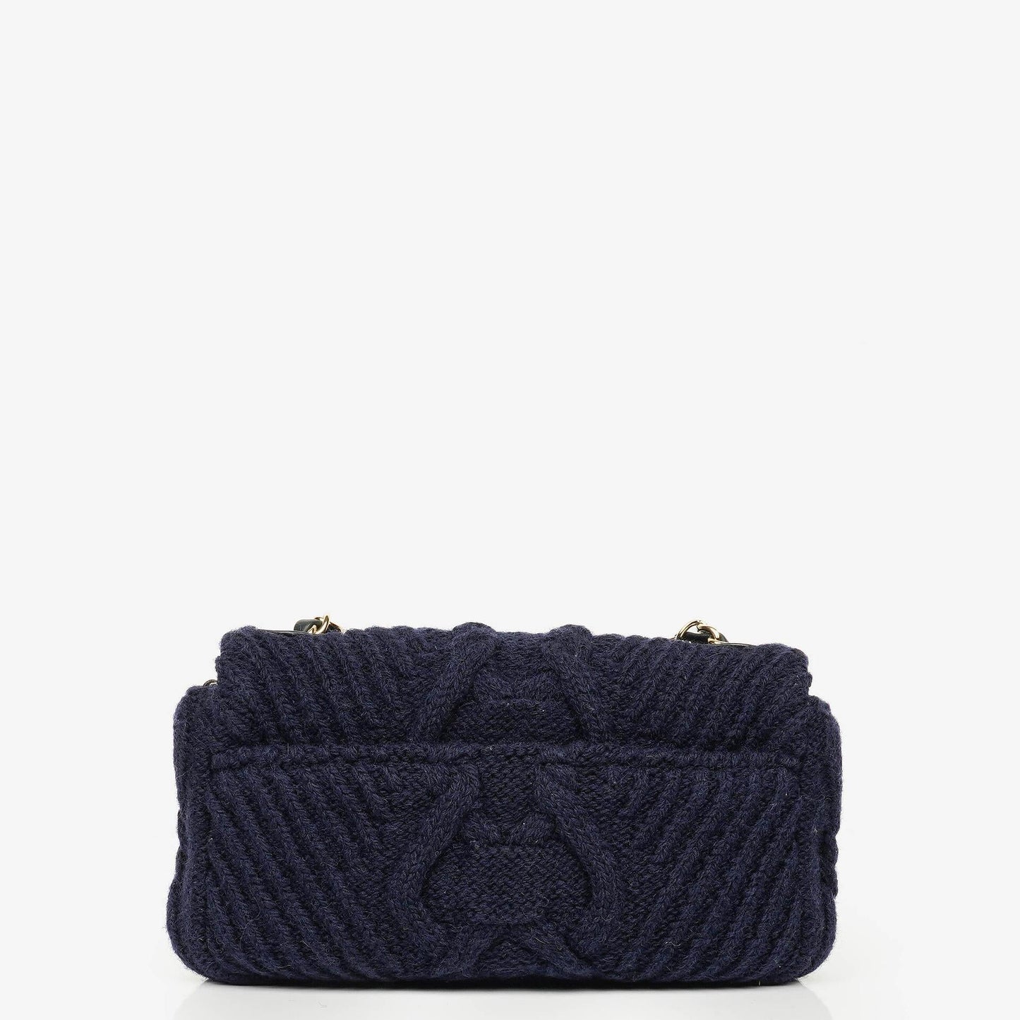 Chanel Kleine Marineblaue Paris-Hamburg Kabelstrick Stoff Mit Kalbsleder Klappe Tasche