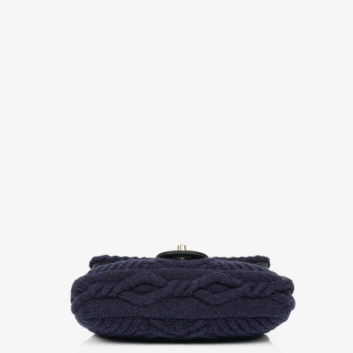 Chanel Kleine Marineblaue Paris-Hamburg Kabelstrick Stoff Mit Kalbsleder Klappe Tasche