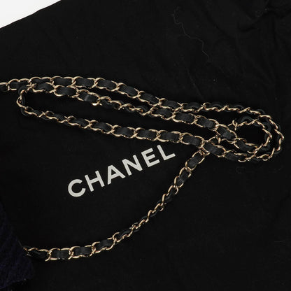 Chanel Kleine Marineblaue Paris-Hamburg Kabelstrick Stoff Mit Kalbsleder Klappe Tasche