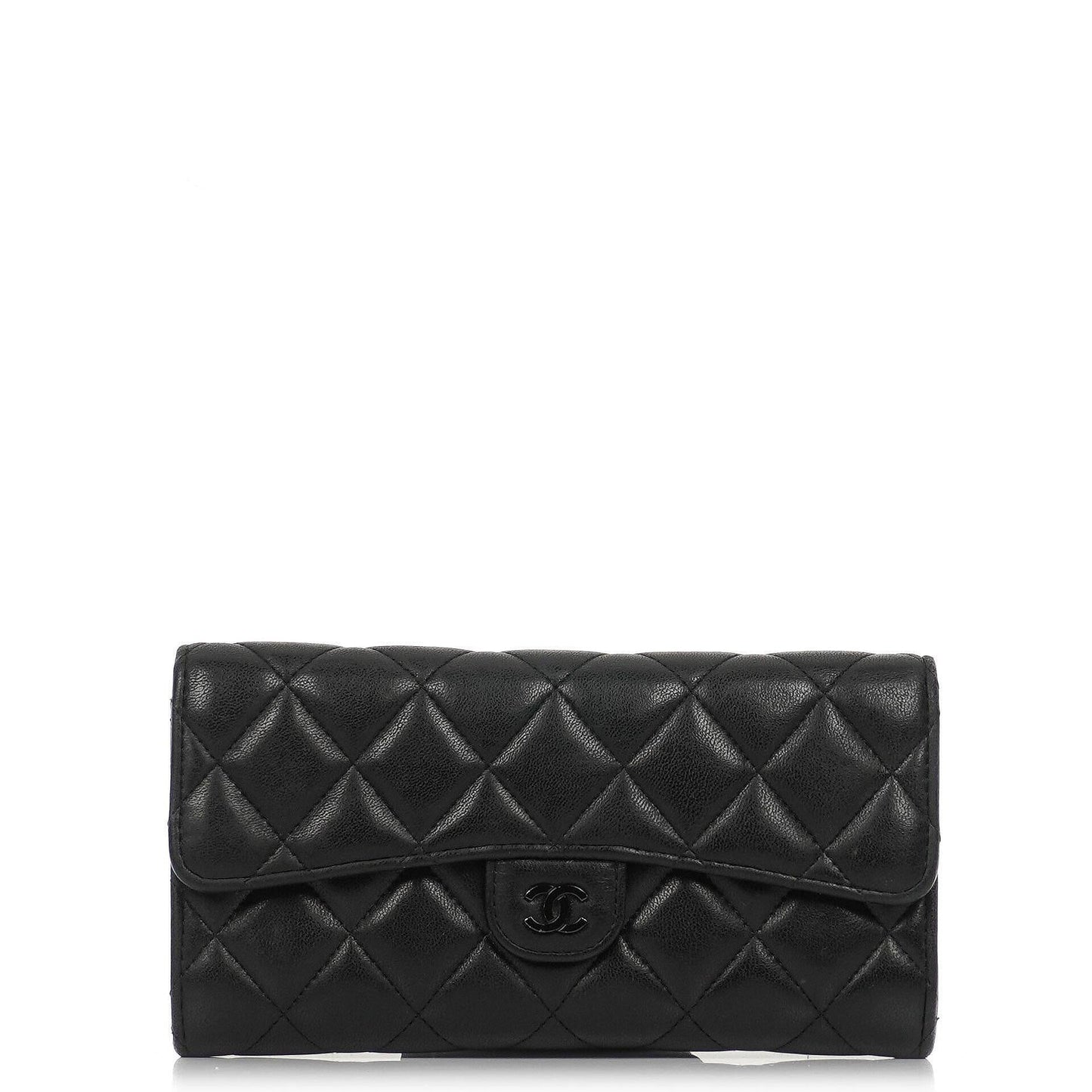 Chanel So Black große gesteppte Geldbörse aus Lammleder mit Klappe