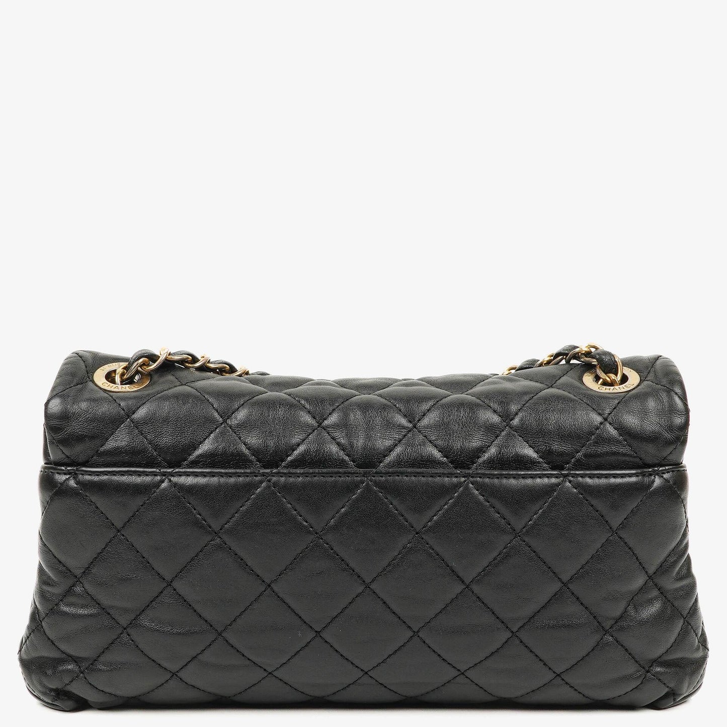 Chanel Soft Elegance Flap Tasche aus schwarzem gestepptem Kalbsleder