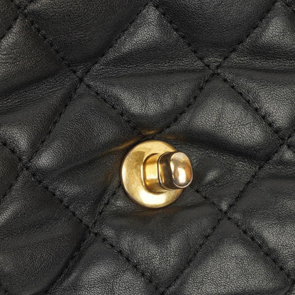 Chanel Soft Elegance Flap Tasche aus schwarzem gestepptem Kalbsleder