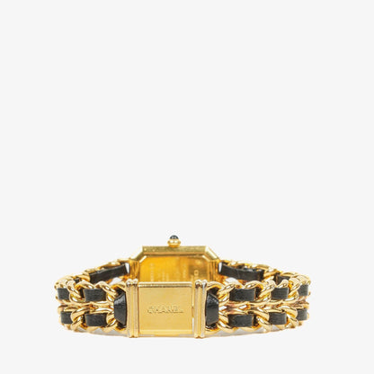 Chanel Premiere Quarzuhr L mit 20 mm Kette aus Edelstahl und Lammleder in Gold