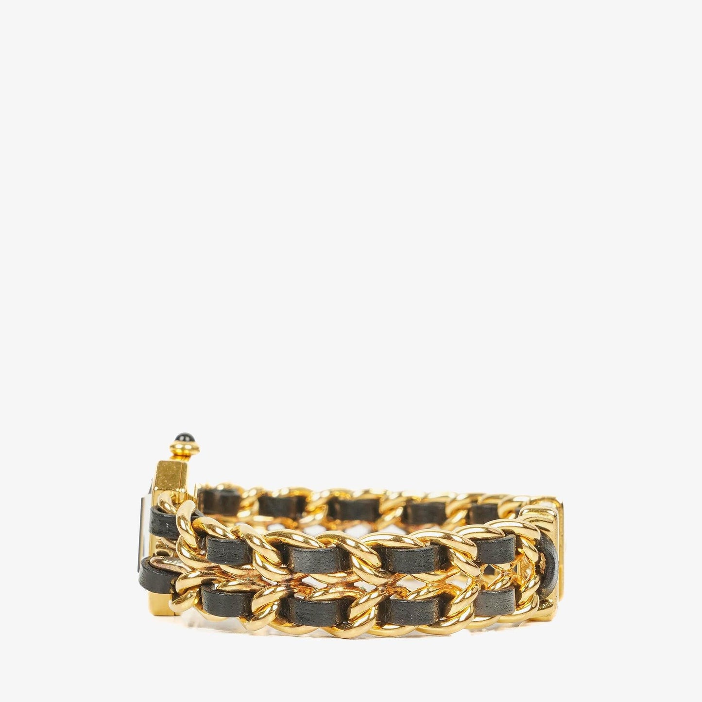 Chanel Premiere Quarzuhr L mit 20 mm Kette aus Edelstahl und Lammleder in Gold