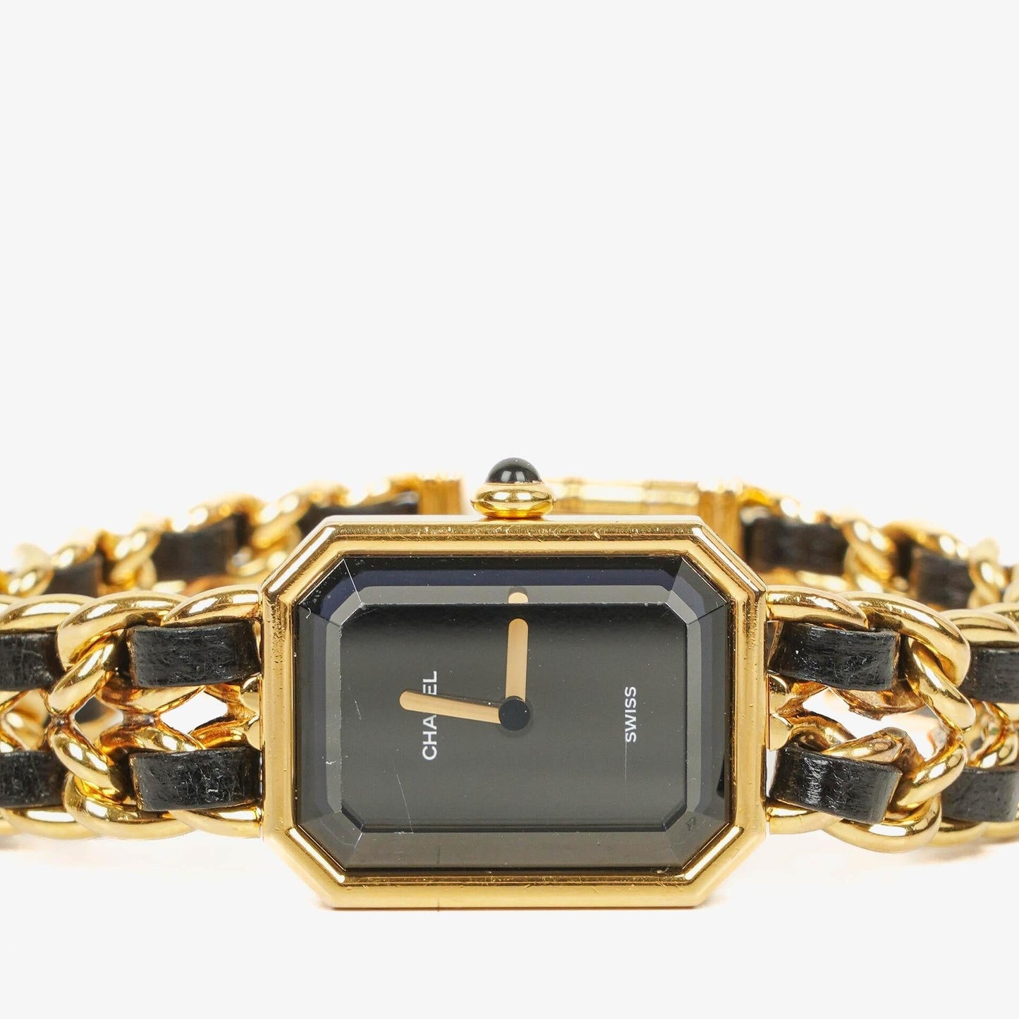 Chanel Premiere Quarzuhr L mit 20 mm Kette aus Edelstahl und Lammleder in Gold