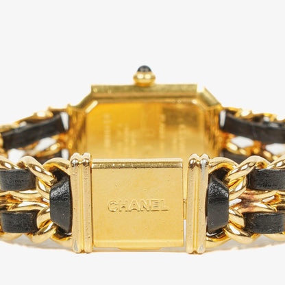 Chanel Premiere Quarzuhr L mit 20 mm Kette aus Edelstahl und Lammleder in Gold