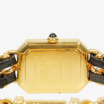 Chanel Premiere Quarzuhr L mit 20 mm Kette aus Edelstahl und Lammleder in Gold