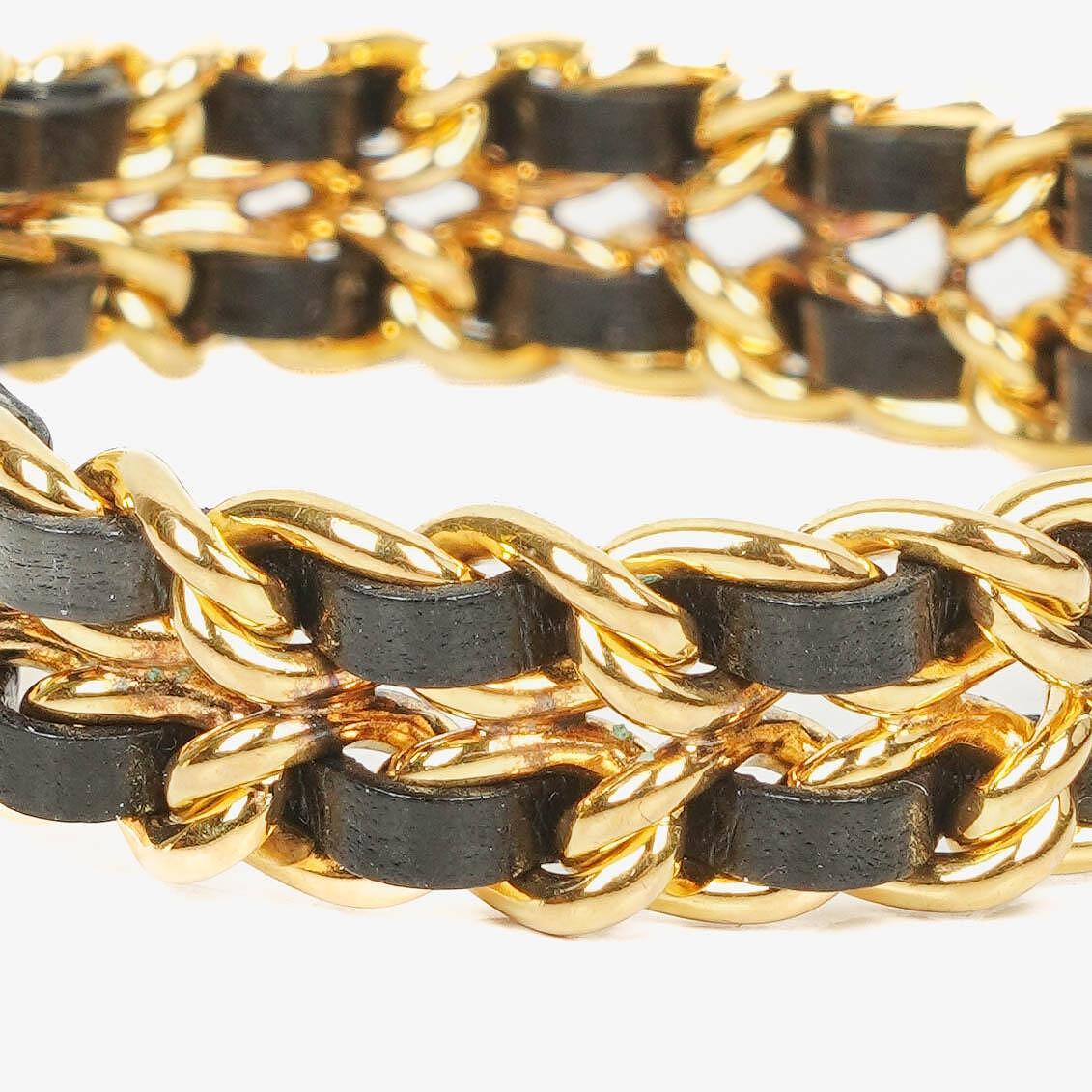 Chanel Premiere Quarzuhr L mit 20 mm Kette aus Edelstahl und Lammleder in Gold