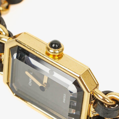 Chanel Premiere Quarzuhr L mit 20 mm Kette aus Edelstahl und Lammleder in Gold