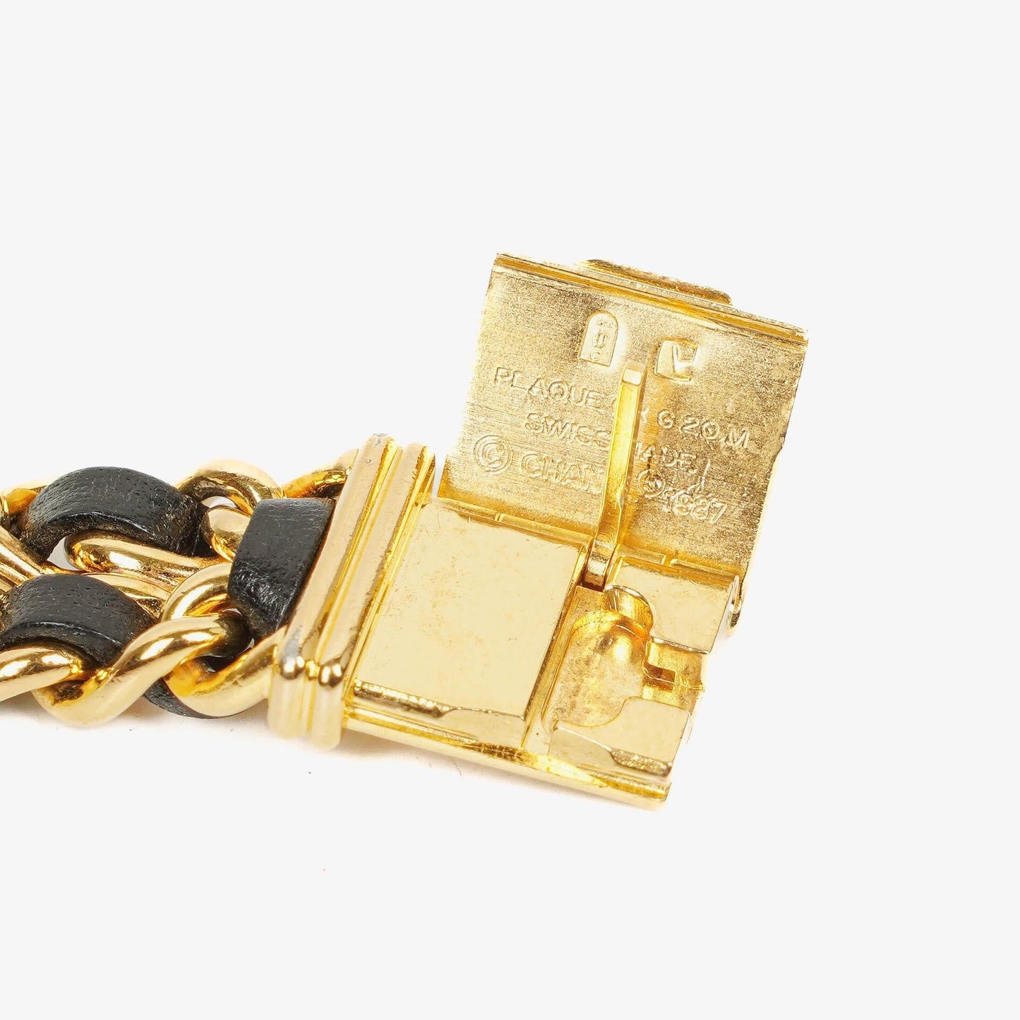 Chanel Premiere Quarzuhr L mit 20 mm Kette aus Edelstahl und Lammleder in Gold