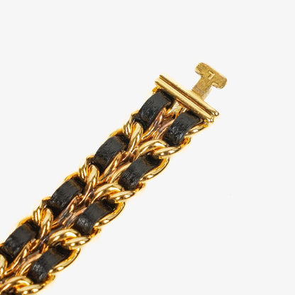 Chanel Premiere Quarzuhr L mit 20 mm Kette aus Edelstahl und Lammleder in Gold