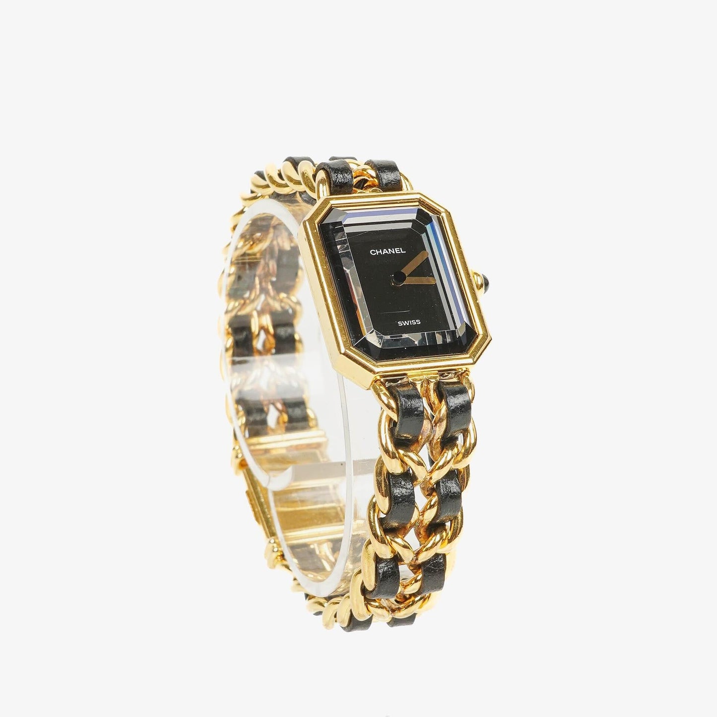 Chanel Premiere Quarzuhr L mit 20 mm Kette aus Edelstahl und Lammleder in Gold