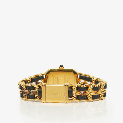 Chanel Première Quarzuhr 20 mm Edelstahl Lammleder Kette Gold Größe L