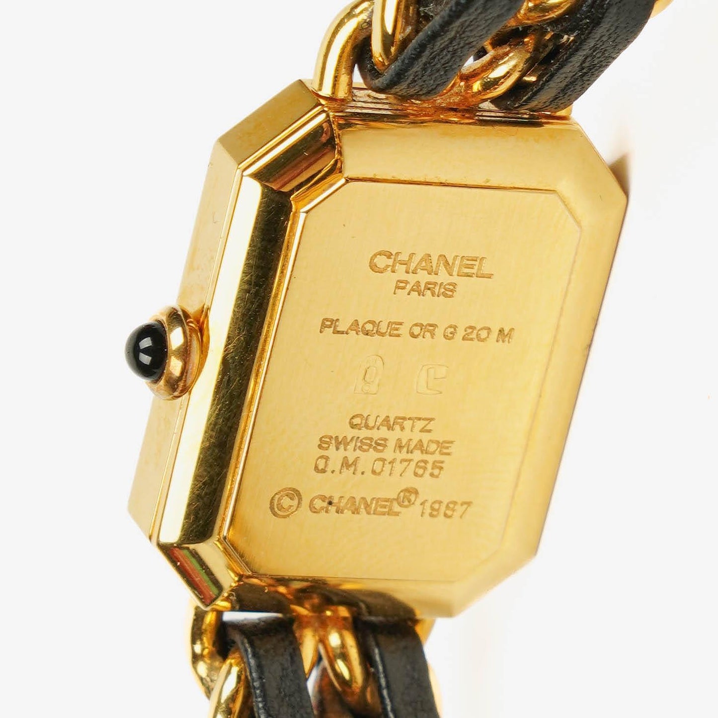 Chanel Première Quarzuhr 20 mm Edelstahl Lammleder Kette Gold Größe L