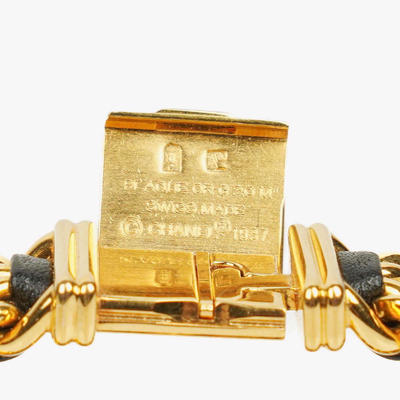Chanel Première Quarzuhr 20 mm Edelstahl Lammleder Kette Gold Größe L