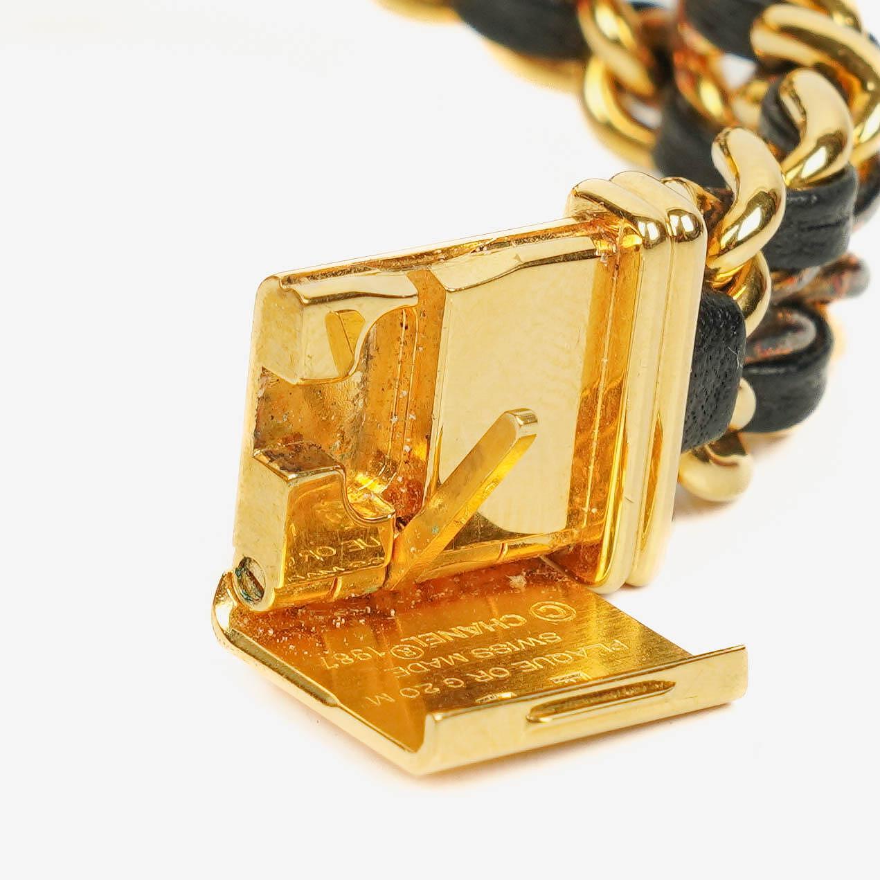 Chanel Première Quarzuhr 20 mm Edelstahl Lammleder Kette Gold Größe L