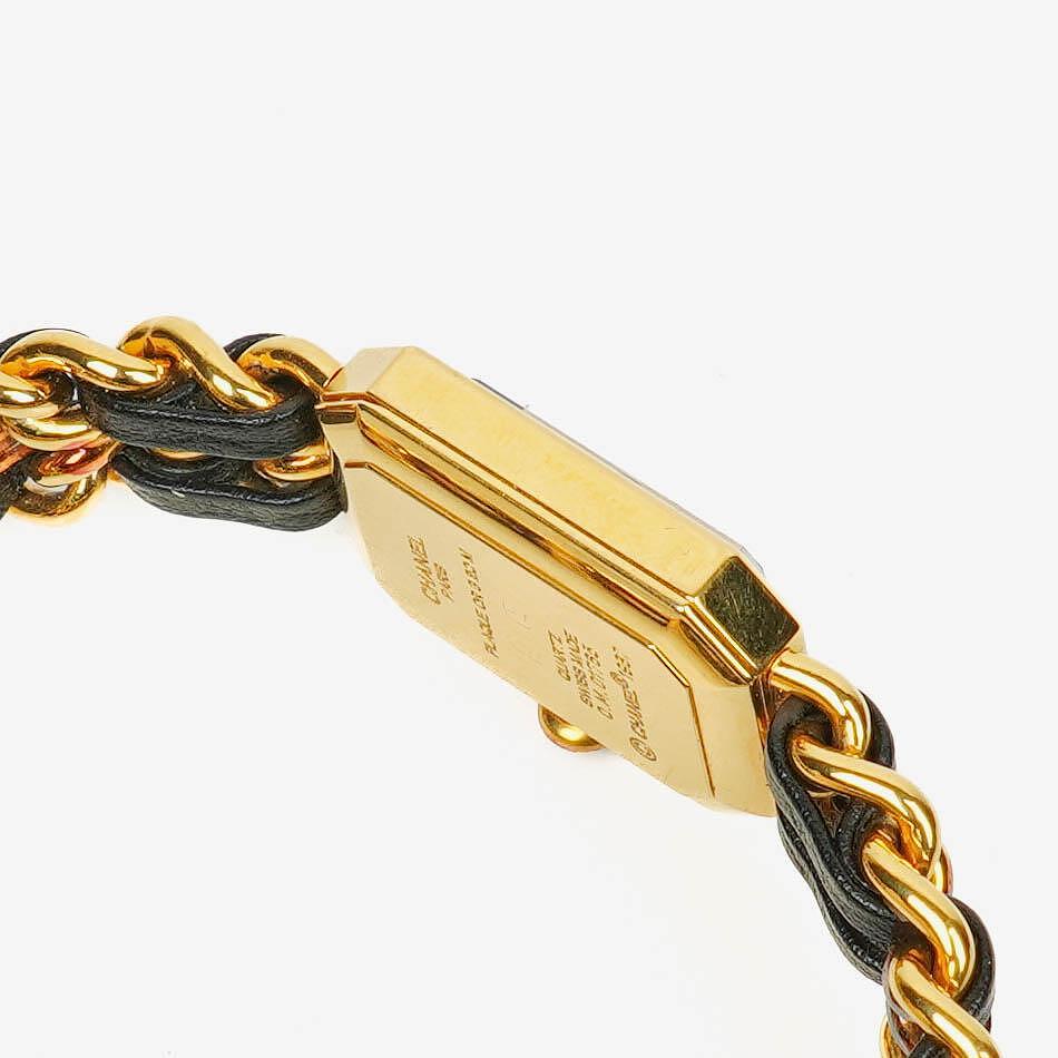 Chanel Première Quarzuhr 20 mm Edelstahl Lammleder Kette Gold Größe L