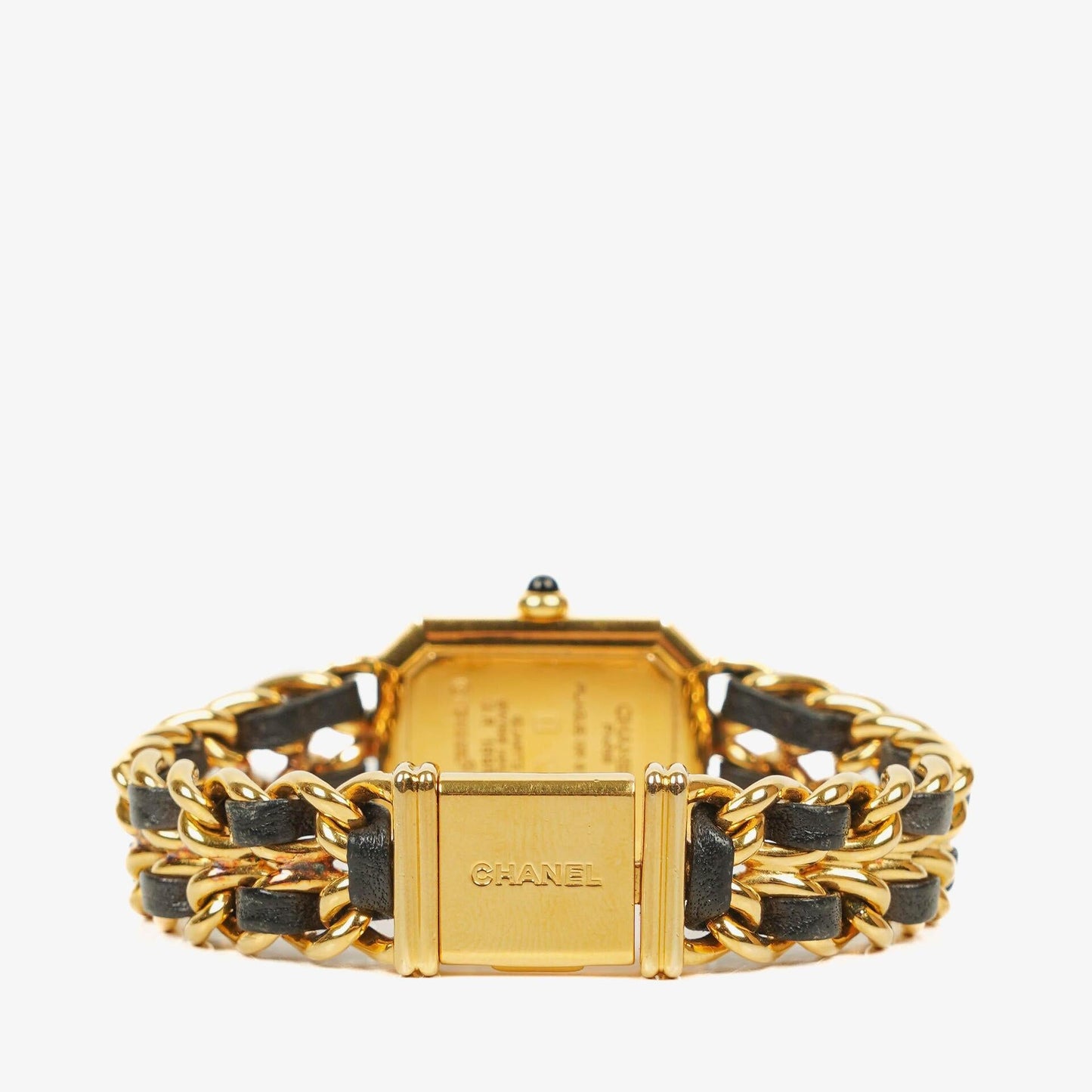 Chanel Première Ketten-Quarzuhr aus Edelstahl und Lammleder, 20 mm, Gold, Größe M