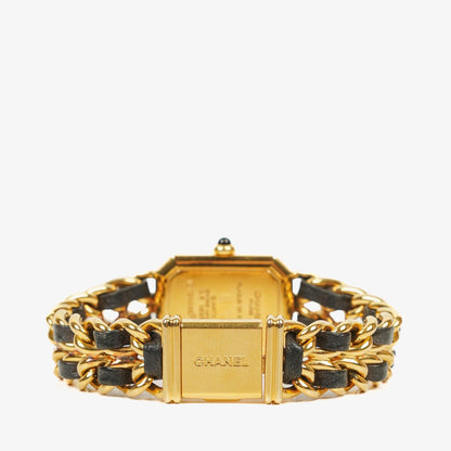 Chanel Première Ketten-Quarzuhr aus Edelstahl und Lammleder, 20 mm, Gold, Größe M