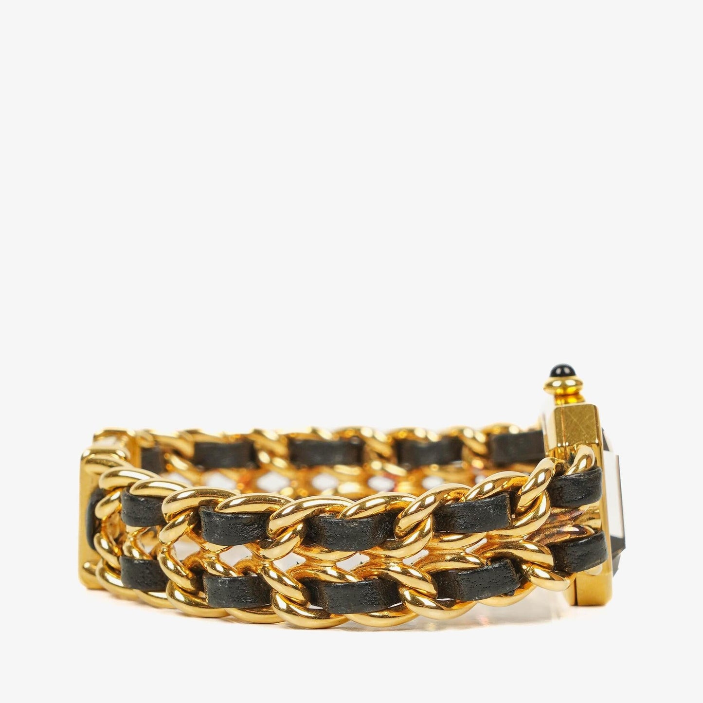 Chanel Première Ketten-Quarzuhr aus Edelstahl und Lammleder, 20 mm, Gold, Größe M