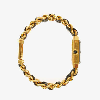 Chanel Première Ketten-Quarzuhr aus Edelstahl und Lammleder, 20 mm, Gold, Größe M