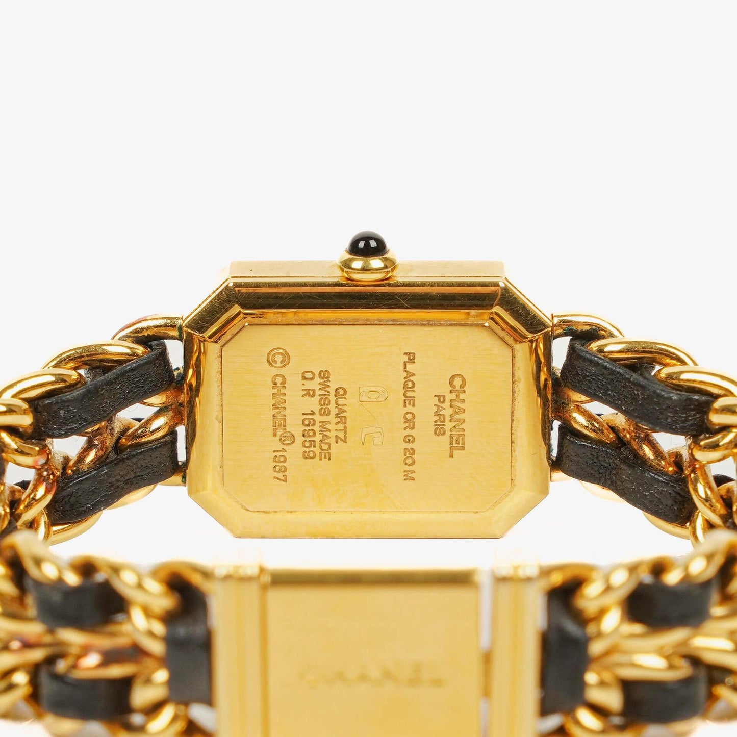 Chanel Première Ketten-Quarzuhr aus Edelstahl und Lammleder, 20 mm, Gold, Größe M