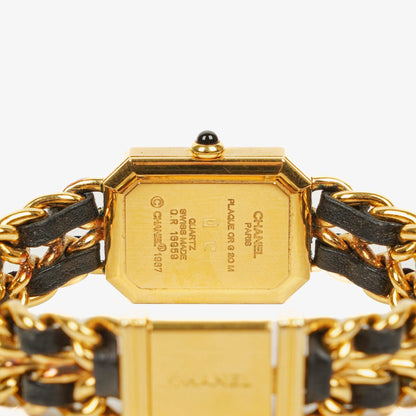 Chanel Première Ketten-Quarzuhr aus Edelstahl und Lammleder, 20 mm, Gold, Größe M