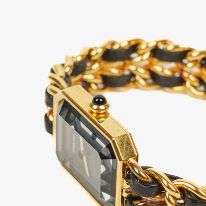 Chanel Première Ketten-Quarzuhr aus Edelstahl und Lammleder, 20 mm, Gold, Größe M