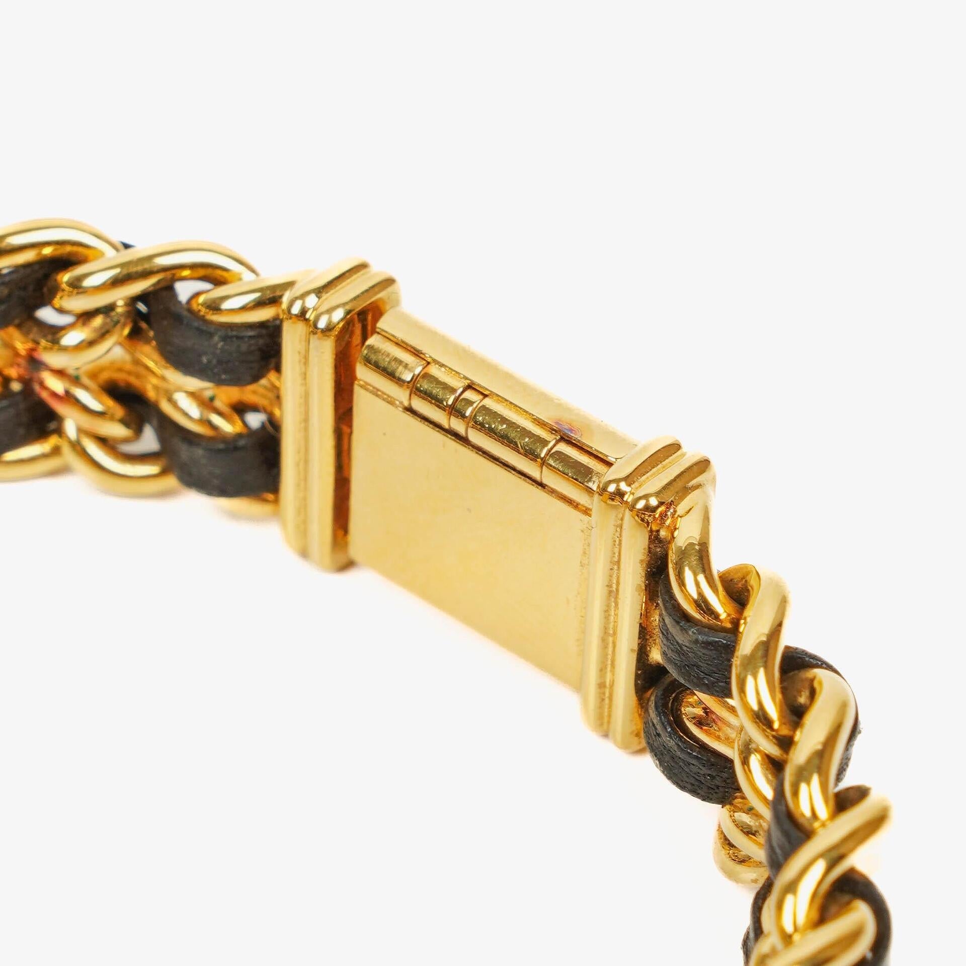 Chanel Première Ketten-Quarzuhr aus Edelstahl und Lammleder, 20 mm, Gold, Größe M