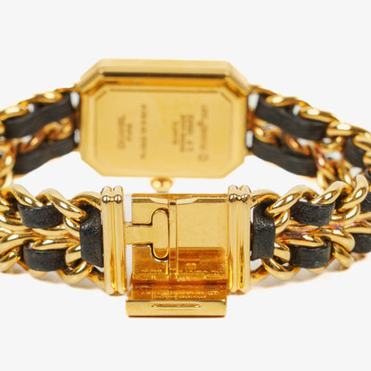 Chanel Première Ketten-Quarzuhr aus Edelstahl und Lammleder, 20 mm, Gold, Größe M