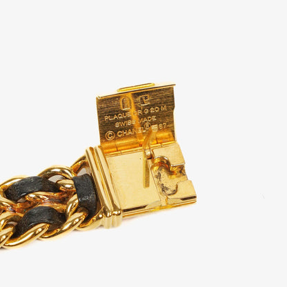 Chanel Première Ketten-Quarzuhr aus Edelstahl und Lammleder, 20 mm, Gold, Größe M