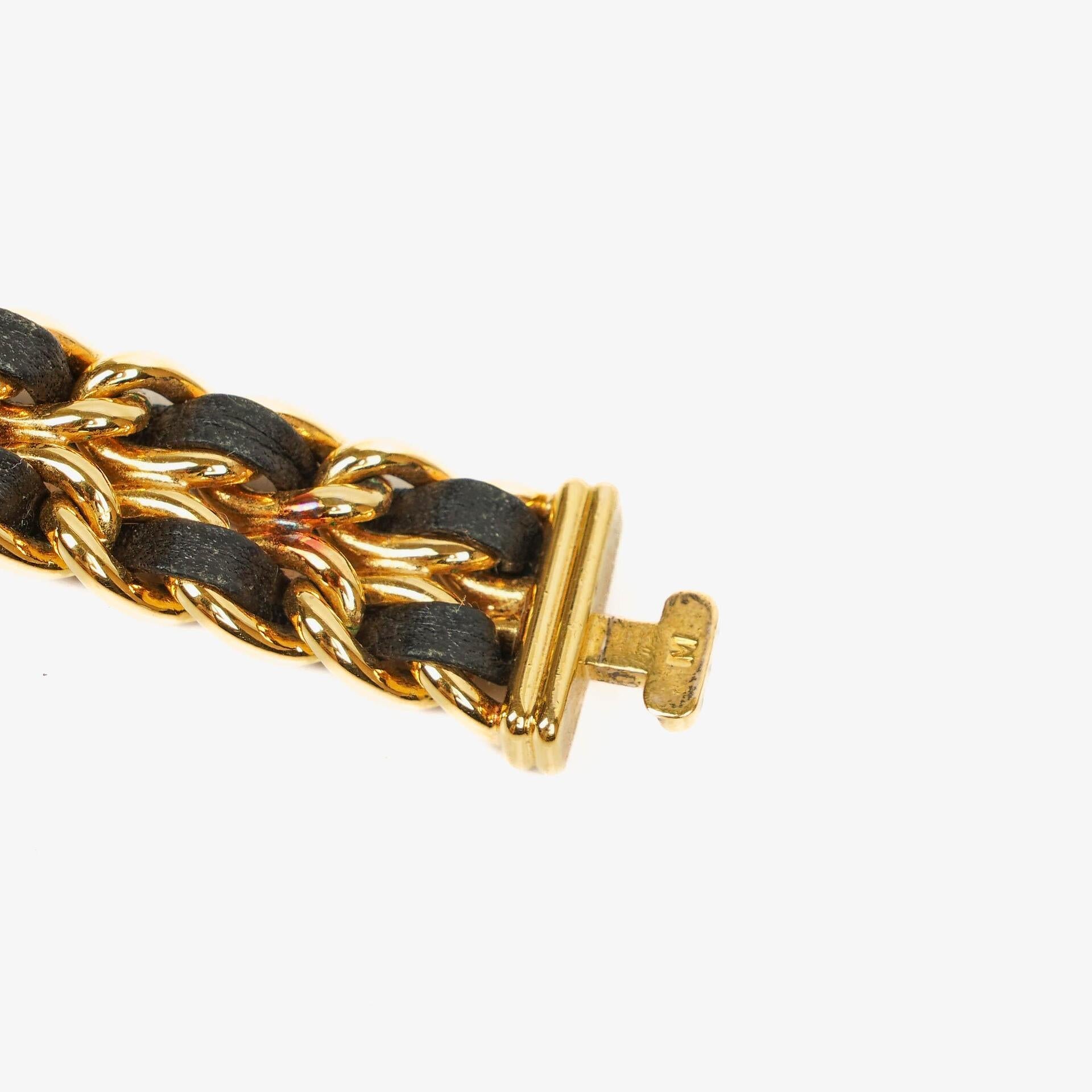 Chanel Première Ketten-Quarzuhr aus Edelstahl und Lammleder, 20 mm, Gold, Größe M