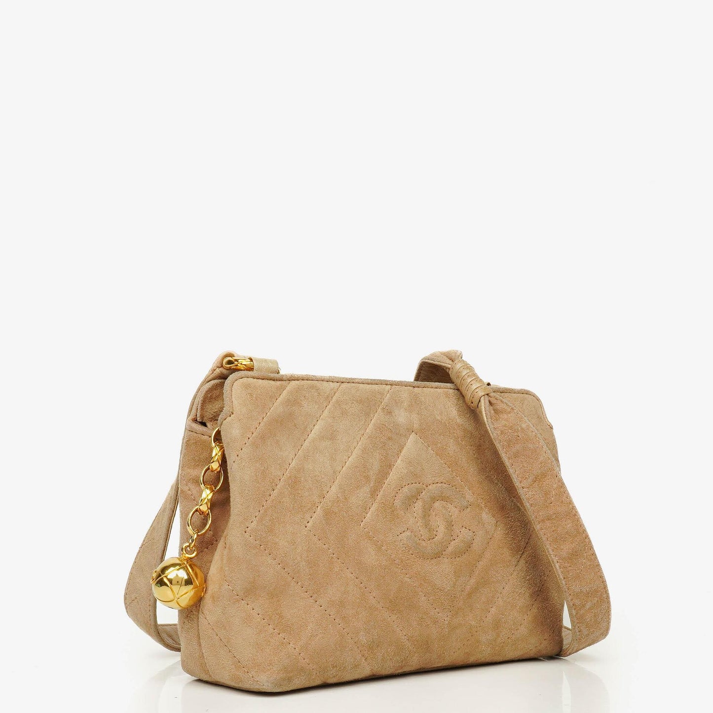 Chanel Camera Tasche aus Wildleder mit Chevron-Steppung und Quaste