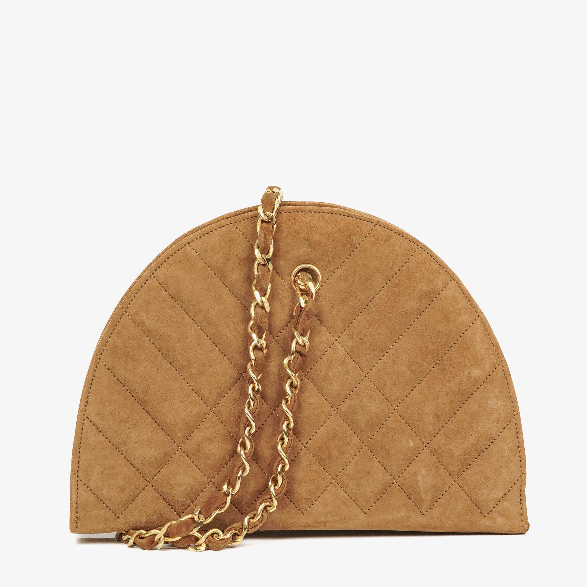 Chanel Wildleder Halbmond Braune Schultertasche