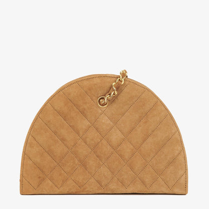 Chanel Wildleder Halbmond Braune Schultertasche
