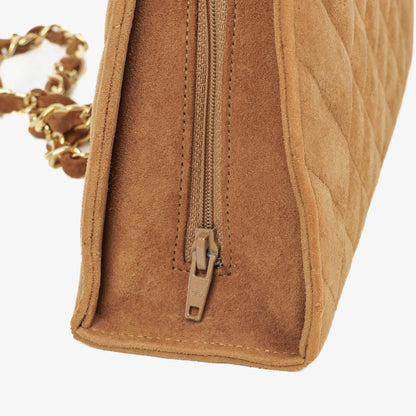 Chanel Wildleder Halbmond Braune Schultertasche