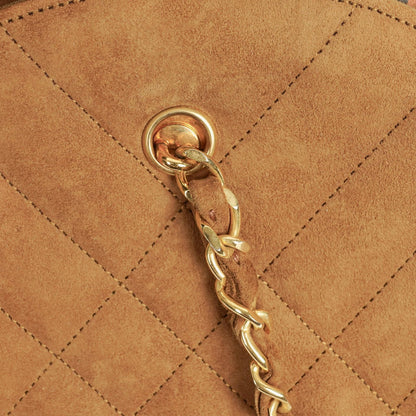 Chanel Wildleder Halbmond Braune Schultertasche