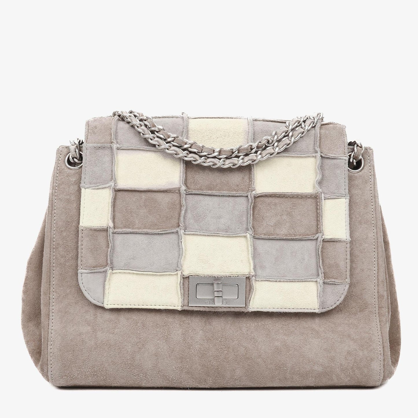 Chanel Mademoiselle Accordion Flap aus beigem Wildleder-Patchwork