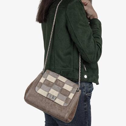 Chanel Mademoiselle Accordion Flap aus beigem Wildleder-Patchwork